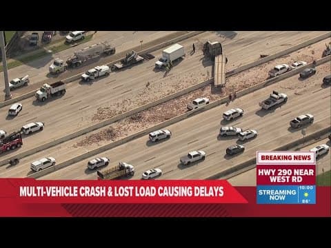 Multi-vehicle crash, including a lost load of bricks, leads to chaotic mess on Highway 290