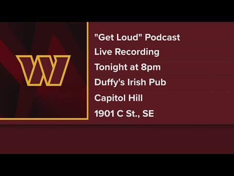 Commanders players recording live podcast in DC