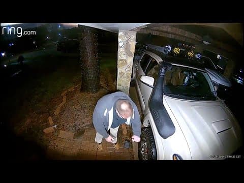 Raw video: Man seen stabbing tires in Deer Park home's driveway, police say