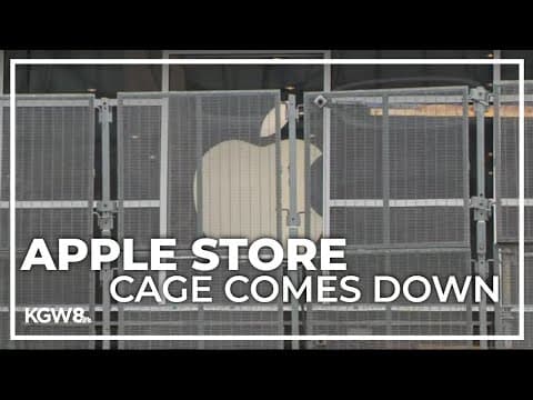 Fences removed from around Apple’s downtown Portland store