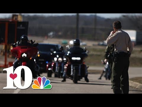 Officers escort fallen Deputy Greg McCowan to Sevier Heights Baptist Church for his funeral