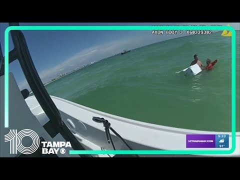 Surveillance video shows rescue of 6 people after boat explodes