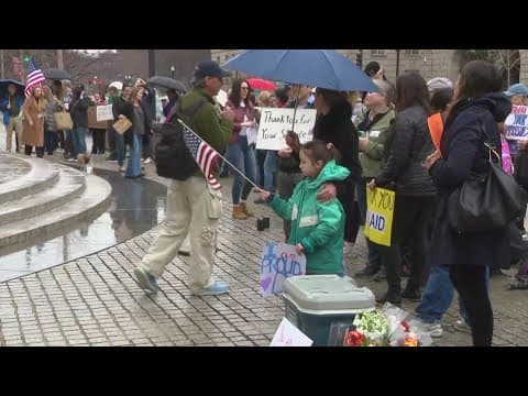 USAID workers walk out of offices Thursday after being laid off