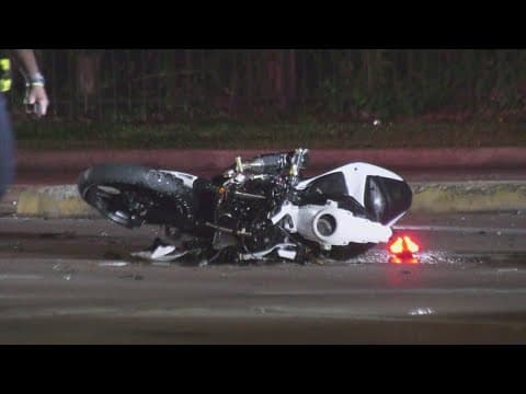 Motorcycle crashes into vehicle on Memorial Dr. near Piney Point Rd.