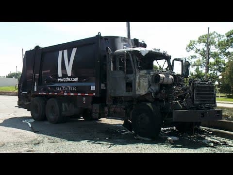 Garbage truck catches fire in Lakeview