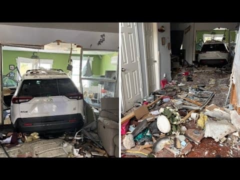 Driver plows SUV through Spring-area house, family unharmed