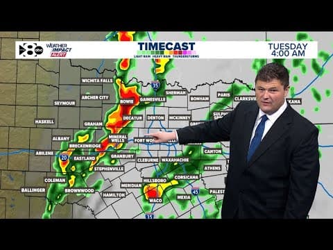 DFW Weather: WFAA Weather Alert issued for Tuesday morning, potential for severe storms