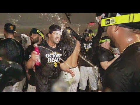 Celebrations continue after Padres sweep Braves, advance to NLDS