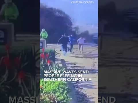 Massive rogue waves send people running in Southern California