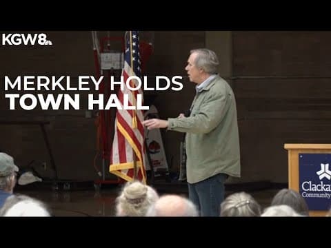 Oregon Sen. Jeff Merkley addresses Trump policies at packed Clackamas town hall