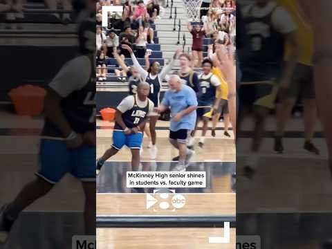 A McKinney teen is going viral for his performance at a students vs. faculty basketball game
