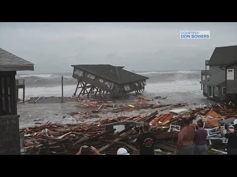 Homes collapse on North Carolina's Outer Banks from coastal flooding caused by Atlantic hurricanes