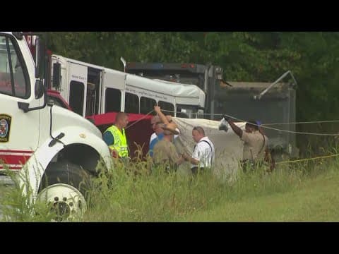 3 killed as senior-living facility bus crashes into dump truck