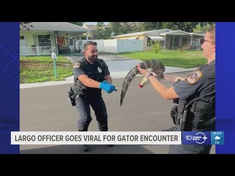 Largo police officer goes viral for reaction to holding his first alligator