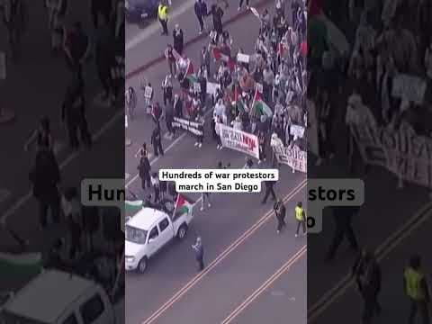 Hundreds of Israel-Hamas war protestors in San Diego #israel #war #news #california