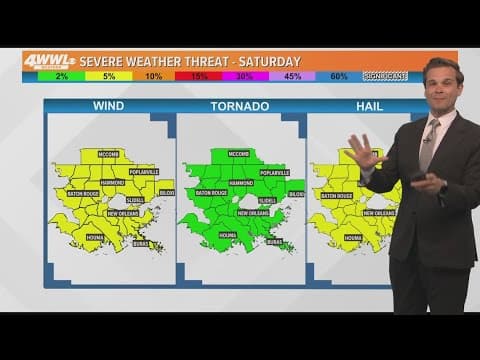 New Orleans Noon Weather: Saturday storms with potential hail and gusty winds