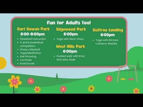 Adults can enjoy Knox County's 'Day of Play' with events at several parks on Wednesday evening