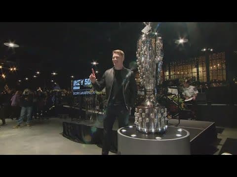Indy 500 winner Josef Newgarden's face unveiled on Borg Warner trophy