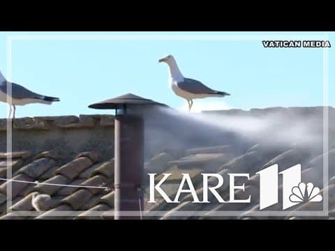 Smoke pours from the chimney atop Sistine Chapel
