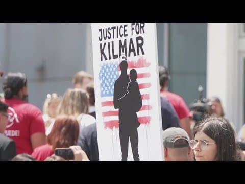 Supporters of a man wrongfully deported stand outside a Nashville courthouse