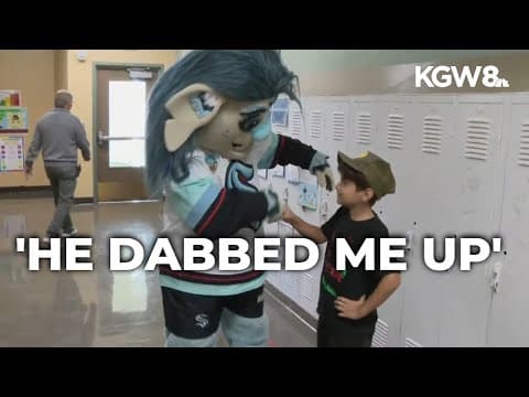 Seattle Kraken mascot pays visit to Portland elementary school as season gets underway