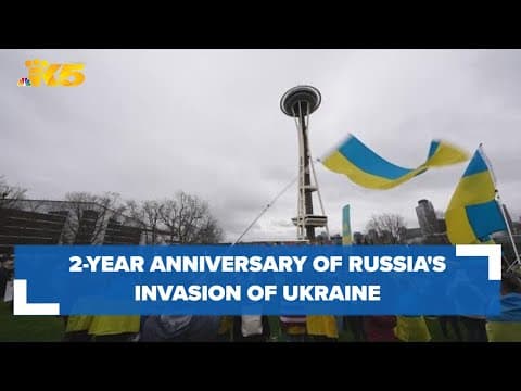 People gather at Seattle Center to call for more aid for Ukraine