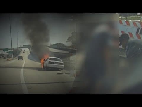 Amputee pulled from car seconds before it's engulfed in flames