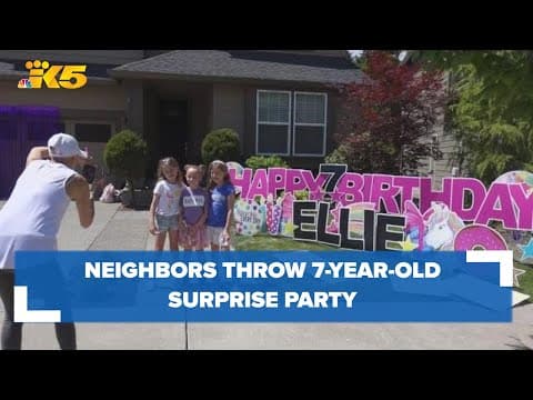 Neighbors throw 7-year-old, whose mother is battling aggressive cancer, a surprise party