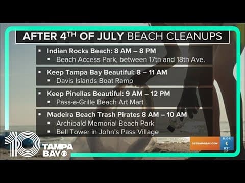 After 4th of July beach cleanups happening across Tampa Bay
