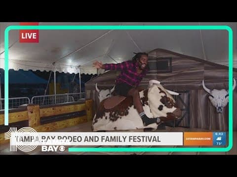 Tampa Bay Rodeo returns to Florida Fairgrounds and Jabari rides a mechanical bull