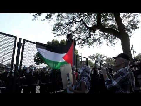 Pro-Palestine protestors gather outside the 2024 DNC in Chicago (Aug. 19, 2024)