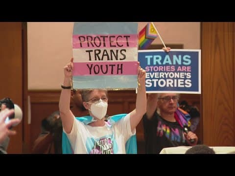 Protest near Supreme Court after justices uphold restrictions on transgender treatments