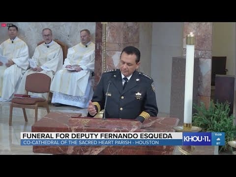 Harris County Sheriff Ed Gonzalez speaks at funeral at Deputy Fernando Esqueda's funeral