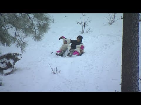 Fresh snow on Mount Laguna as storm rolls through San Diego County