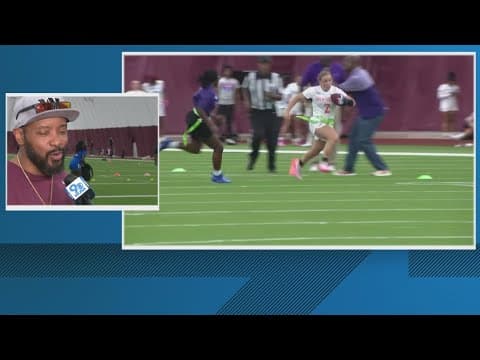 Prince William County girls flag football team practices at Commanders facility