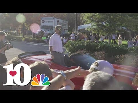 UT's Homecoming Parade is underway with VFL Todd Helton as grand marshal