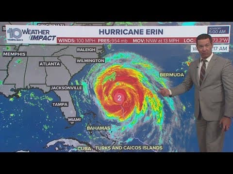 Hurricane Erin continues moving as Category 2 storm, brings dangerous surf to East Coast