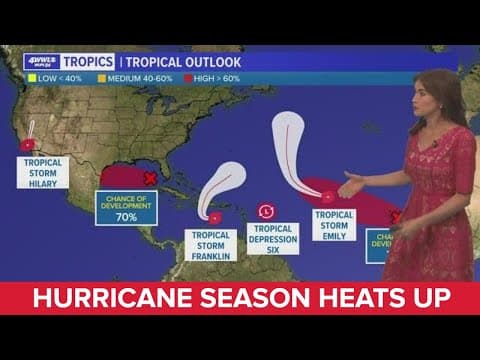 Sunday night tropical update: Hilary, Emily, Franklin and a possible depression in the Gulf