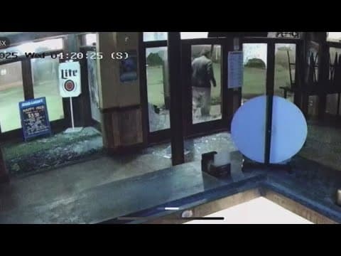 Surveillance captures vandal's rampage at Christian's Tailgate bar