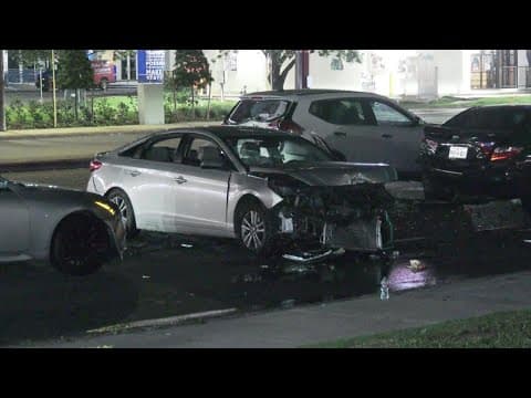 Raw video: 1 child dead, 2 hurt after crashing into 5 cars in stolen vehicle, Houston police say