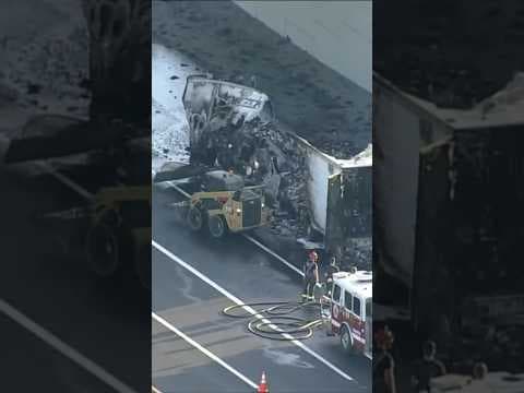 Semi Truck Fire Leads to Mess on The Highway