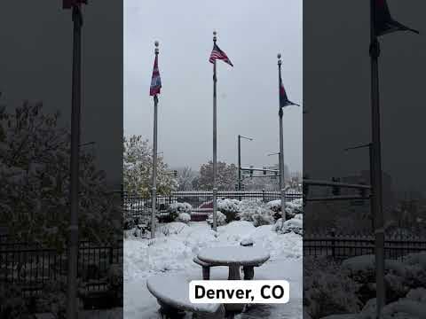 Snow falls in Denver