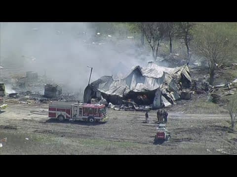 Heavy smoke from building fire near I-35E in Ellis County