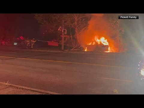 Real-life heroes save a man from a burning car