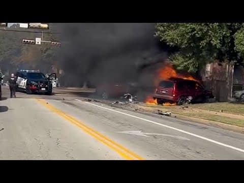 Police chase ends in fiery crash in Arlington, Texas