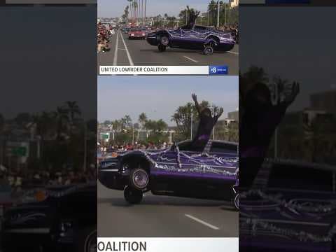 Lowrider coalition cars cruise down San Diego Holiday Bowl Parade #holidaybowl #holiday