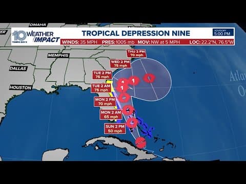 Weather Impact Live: Tracking Tropical Depression Nine in the Atlantic, plus Hurricane Humberto
