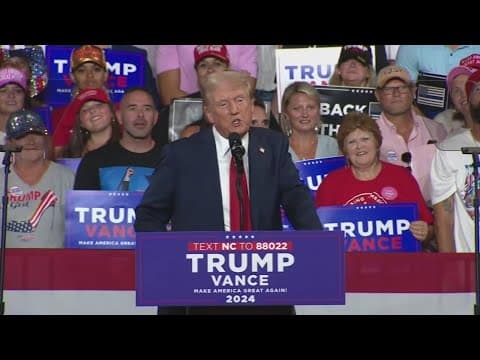 Former President Donald Trump holds first campaign event since President Biden stepped out of race