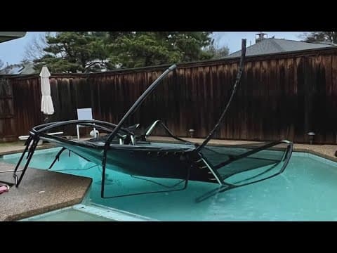 Trampoline lands in backyard as cleanup efforts underway in North Texas after severe weather