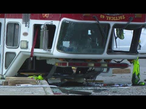 2 firefighters released from hospital, 2 remain at hospital after flipping firetruck
